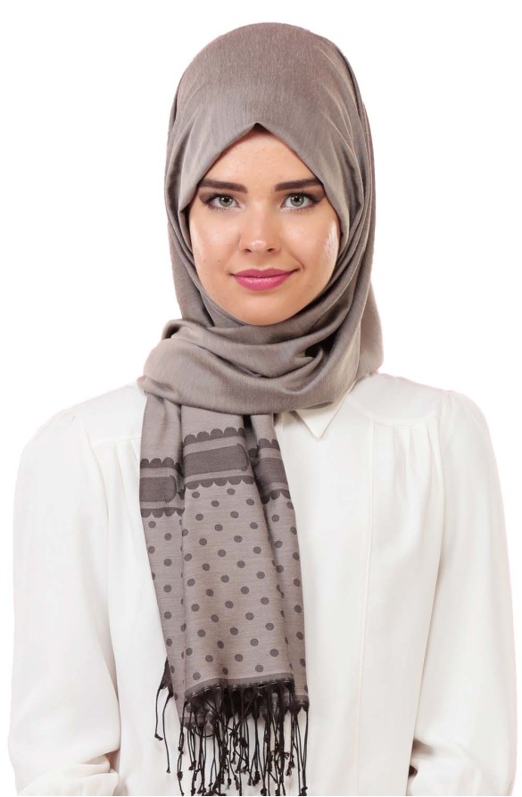 Cachmira Desenli Viskon Kahve Şal